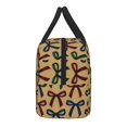 thumbnail image 3 of Men'S And Women'S Universal Portable Lunch Bag Large Hand Insulated Lunch Bag 10.4×8.6in For Picnicdaily Go Out To Play And Work Sophisticated Thin Velvet Jewel Tone Ribbon Bow Pattern, 3 of 8