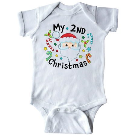 

Inktastic My Second Christmas Santa with Candy Canes Gift Baby Boy or Baby Girl Bodysuit