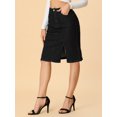 thumbnail image 4 of INSPIRE CHIC Falda De Mezclilla Casual Para Mujer Con Abertura, Talle Alto, Hasta La Rodilla, Faldas De Mezclilla Negro XS, 4 of 6