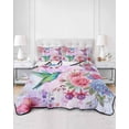 thumbnail image 2 of Quilts Twin Size Bedding Set, Colorful Spring Floral Lightweight Quilted Comforter, Watercolor Birds Farmhouse Art Soft Reversible Bedspread Coverlet with Pillow Covers for All Season, 68" x 86", 2 of 7