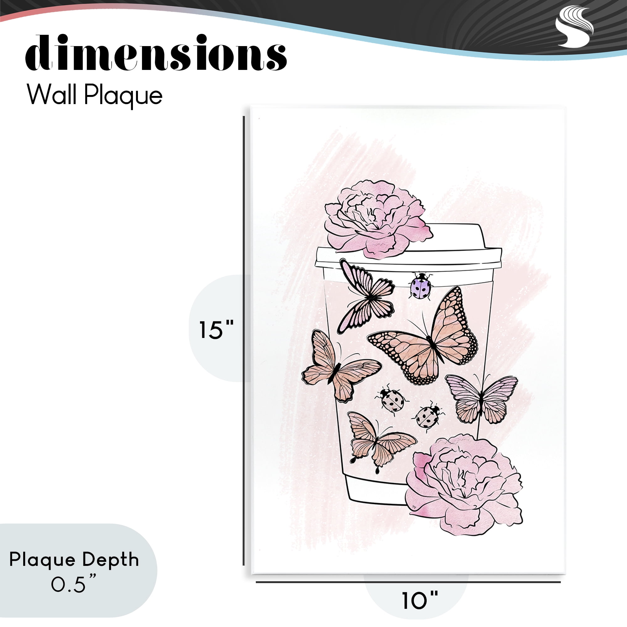 Stupell Industries Romantic Coffee & Butterflies Wall Plaque Art, design by Martina Pavlova