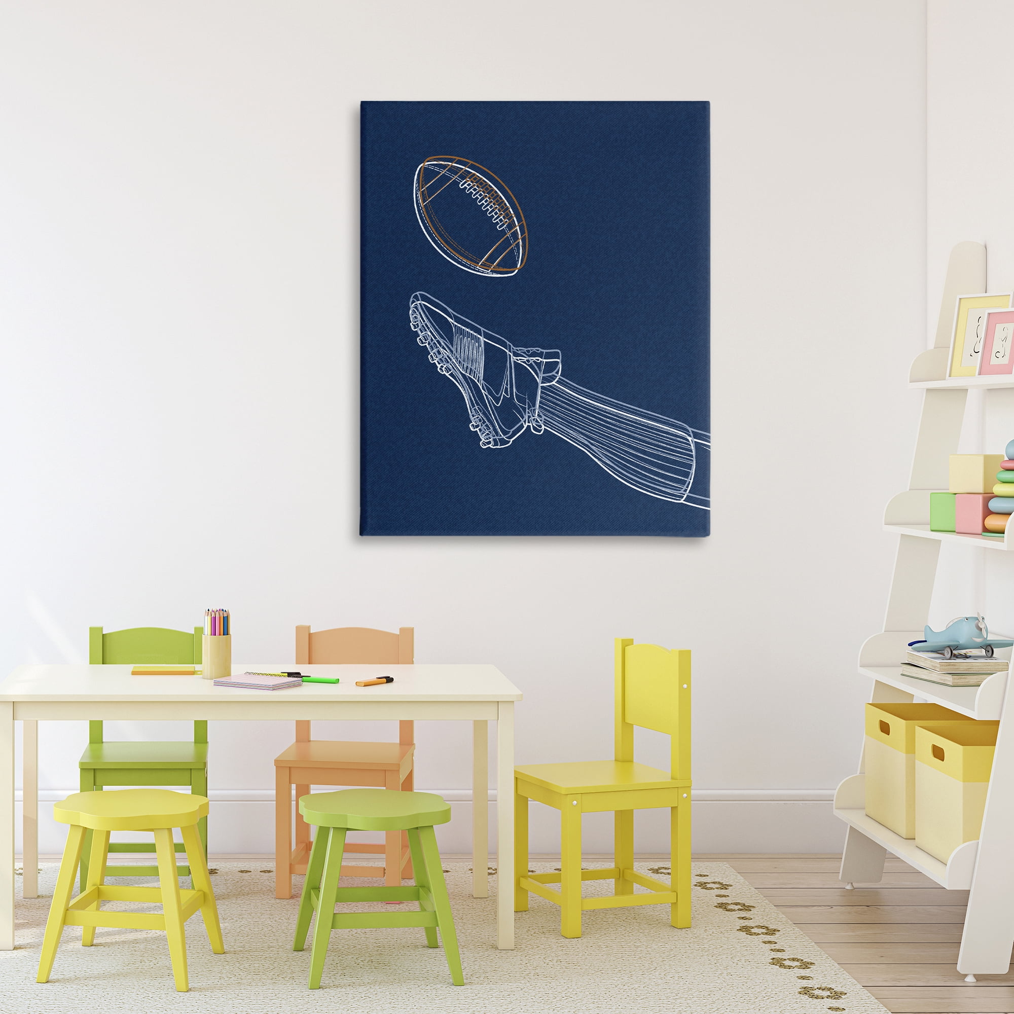 Stupell Industries Football Lines Contour Canvas Wall Art, design by Marcus Prime
