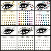 COKTAK 6 Sheets Bindi Dots Face Jewels Face Jewelry For Women Face Gems Stick On Eye Forehead Crystals Sticker Tears Rainbow Pearl Rhinestones For Makeup Party Festival Accessory Nail Art Decoration