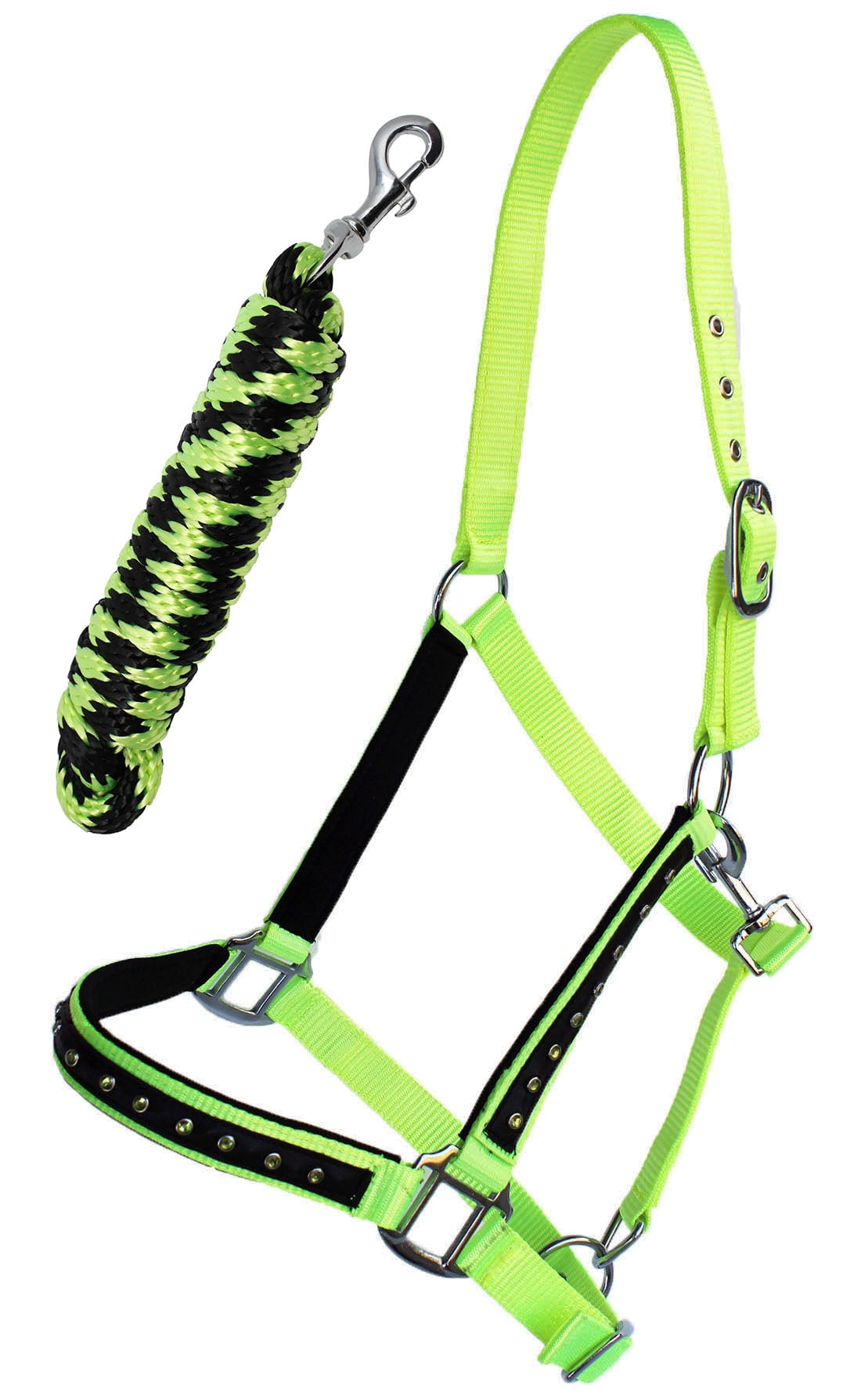 Nylon Horse Halter Hardware Padded Lead Rope Tack Rodeo Bling 606162