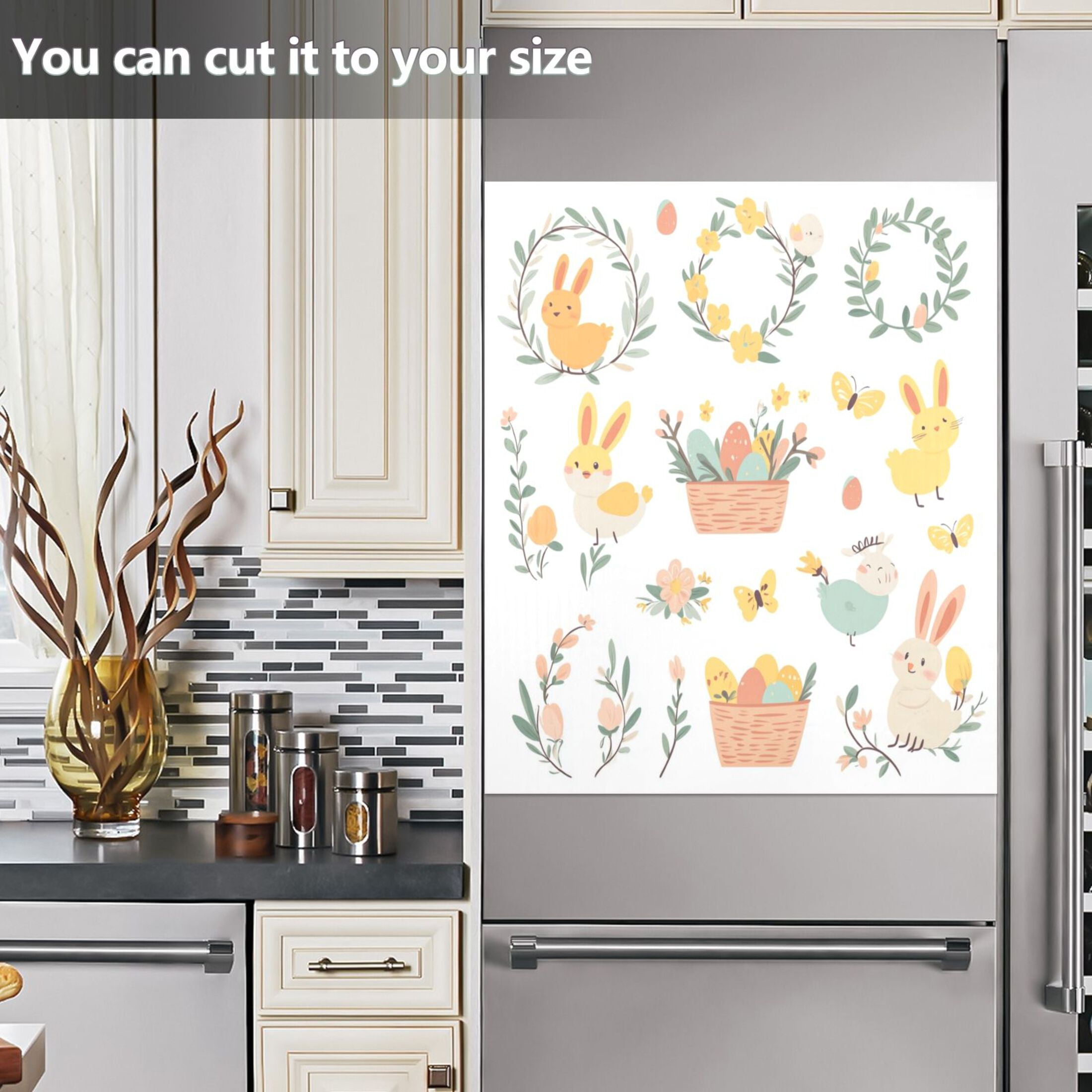 Dishwasher Magnetic Sticker 23x26 Inch Refrigerator Magnetic Sticker Washing Machine Magnetic Sticker Kitchen Panel Magnetic Sticker Home Decor Cartoon Easter Elements