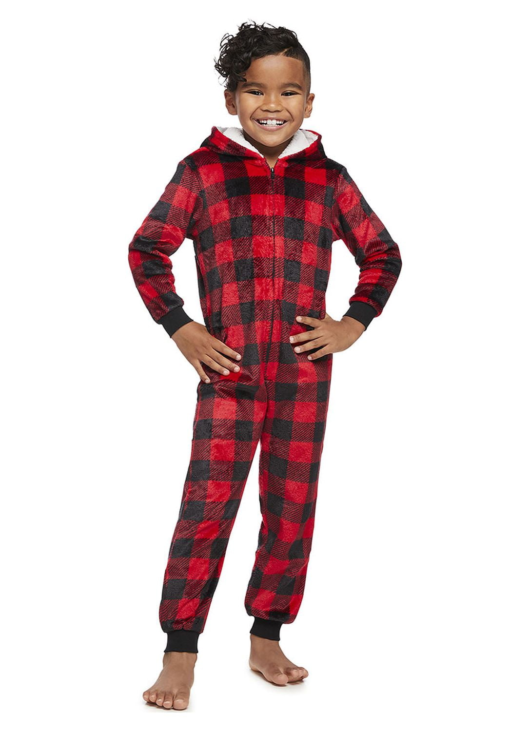 Jolly Jammies Boys or Girls Buffalo Plaid Matching Family Pajamas Union Suit, Sizes 4-16