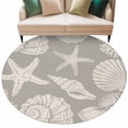 thumbnail image 2 of Summer Marine Life Washable Round Area Rug 7 ft, Graffiti Corals Shell Conch Sea Starfish Grey, Soft Non Slip Rugs Stain Repellent Indoor Felt Carpet for Living Dining Room Bedroom Home Office, 2 of 9