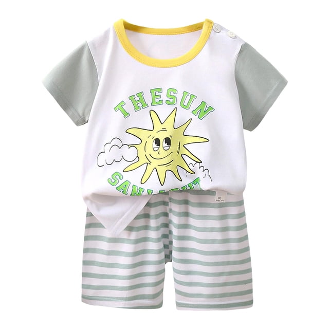 felwors T-Shirt Décontracté à Col Rond à Manches Courtes et Ensemble Short Tenue de Plage d'Été 6M-6T, 2-3 Ans, Blanc