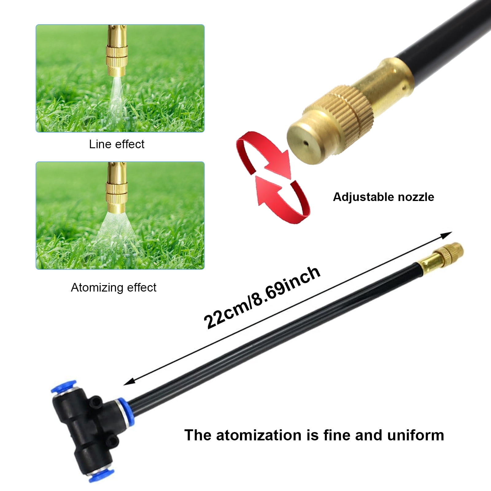 Free Bending Copper Mist Nozzle Universal Spray Nozzle Straight Push Lock Joint Garden Humidification Sprayer, Hose Nozzle Sprayer Heavy Duty
