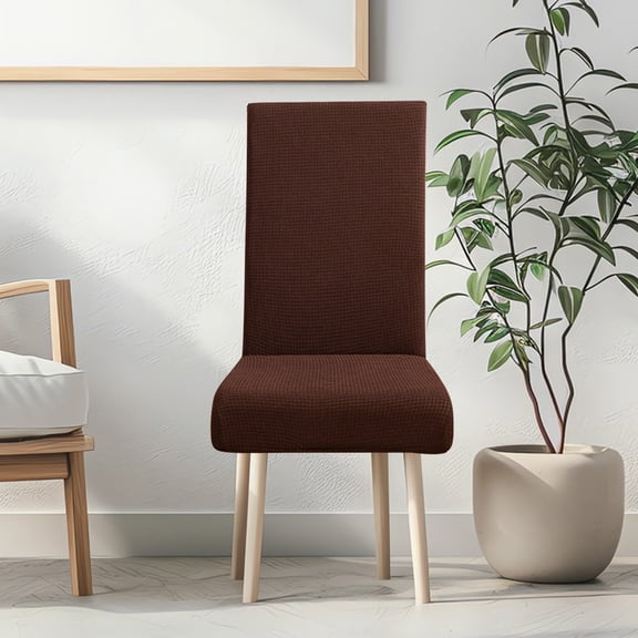 HBBKVI Stretch Chair Covers with Stain Protection, Soft Brushed Elastic Slipcover for Dining Chairs, Universal Fit up to 20in Seat Width and 24in Back Height, Brown