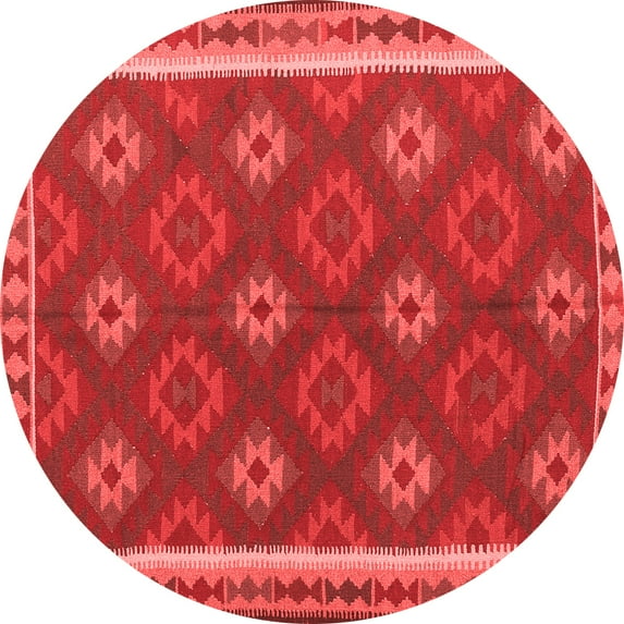 Ahgly Company Indoor Round Oriental Red Traditional Area Rugs, 7' Round