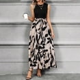 thumbnail image 3 of HAJWOH Summer Dresses for Women Elegantes Sleeveless Flowy Print Church Dresses Casual Long Dresses with Belt Fashion Boho Dresses Gray S, 3 of 5