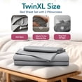 thumbnail image 2 of Sleepgram 100% Pure Organic Bamboo Bed Sheet Set 4 Pieces (Twin XL, Grey), 2 of 6