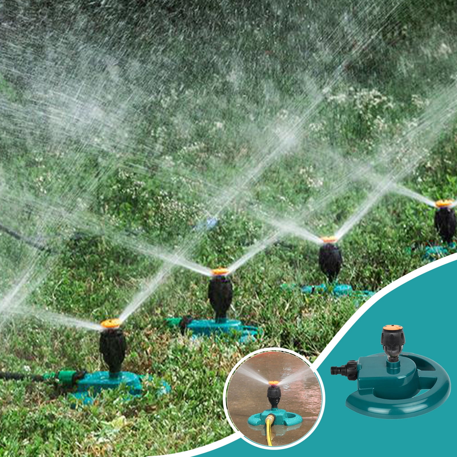 360 Degree Rotating Lawn Sprinkler, Automatic Water Sprinkler with Weighted Base for Large Yard, Ki-ds Sprinkler Toy for Outdoor Play and Garden Irrigation