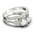 thumbnail image 2 of Gorgeous Boho & Hippie 2.25 Carat Oval Cut Vintage Look Diamond Moissanite Engagement Ring Set, Wedding Ring In 925 Sterling Silver With 18K White Gold Plating, Trio Set, 2 of 4