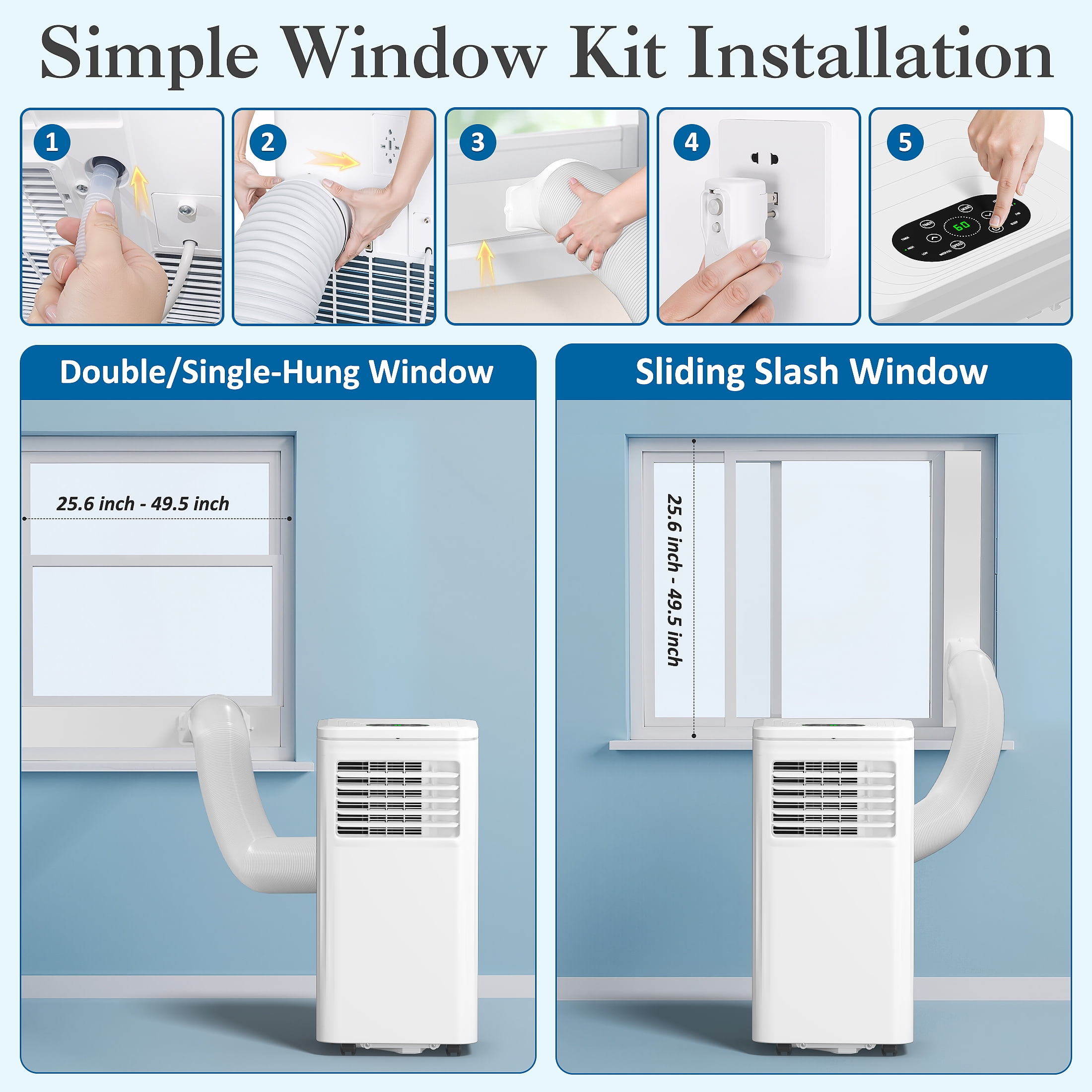 LifePlus WiFi Enabled Portable Air Conditioner 10000BTU Ashrae (6000BTU) Indoor Room AC Unit Dehumidifier Window Kit Remote Control Easy&Efficient Bedroom