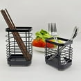 thumbnail image 4 of Utensil Holder, Stainless Steel Cutlery Drainer Sink Caddy, Rust Proof Sink Tidy Kitchen Sink Organiser, Cutlery Organiser for Kitchen Utensil (Black), 4 of 6