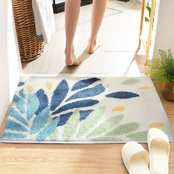QTOCIO Bathroom Rugs, Home Summer Carpet Front Door Carpet Super Absorbent Drying Rubber Backing Non-slip Floor Mat Washable Super Soft Bathtub Carpet Bathroom Carpet