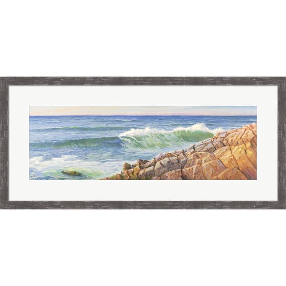 Great Art Now Onde sulla Scogliera by Adriano Galasso, Framed Wall Art, 33.5W x 15.5H