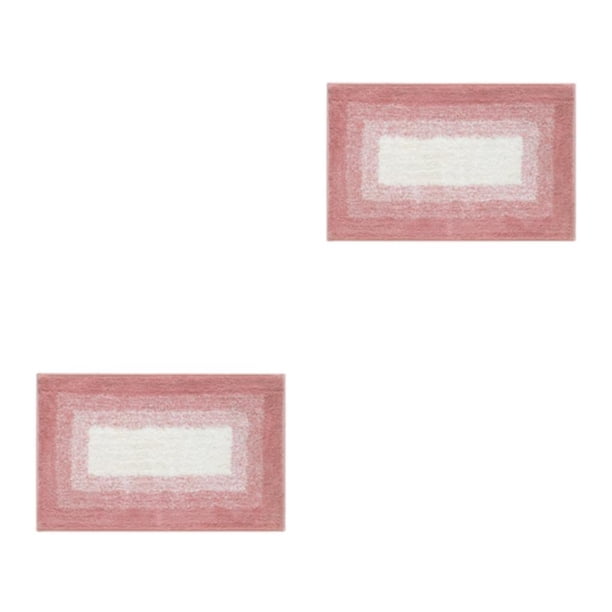 Injueey Alfombra de baño moderna con textura y parte inferior antideslizante, lavable a máquina, caja fuerte geométrica para baño, rosa, Rosa 40*60cm 2Conjunto