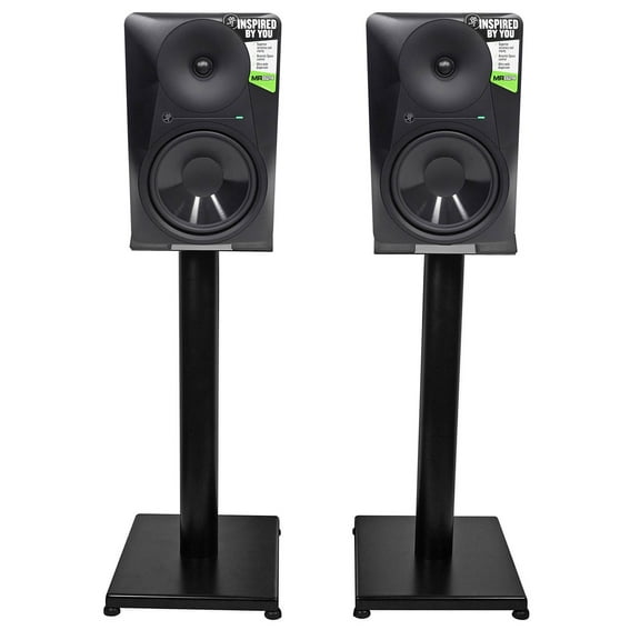 Pair Mackie MR824 8” 85 Watt Powered Active Studio Monitor Speakers 21" Stands