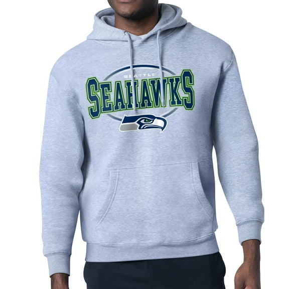 Men's Starter Heather Gray Seattle Seahawks Team Track Graphic Pullover Hoodie