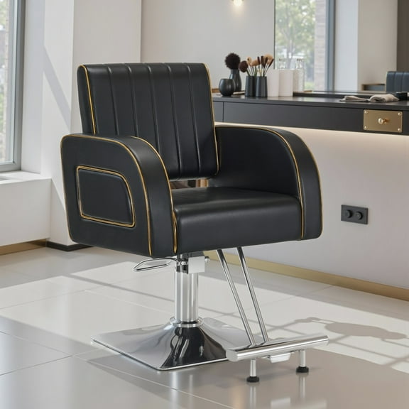 BarberPub Hydraulic Salon Chair for Hair Stylist, Barber Styling Chair for Beauty Salon Spa, Black