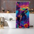 thumbnail image 4 of Nautical Rainbow Sea Turtles Beach Theme Fabric Shower Curtain Sets Bathroom Blue Ocean Shower Curtain Decor Beach Shower Curtain Bathroom Decor with Grommets and Hooks - 72 "x 72", 4 of 6