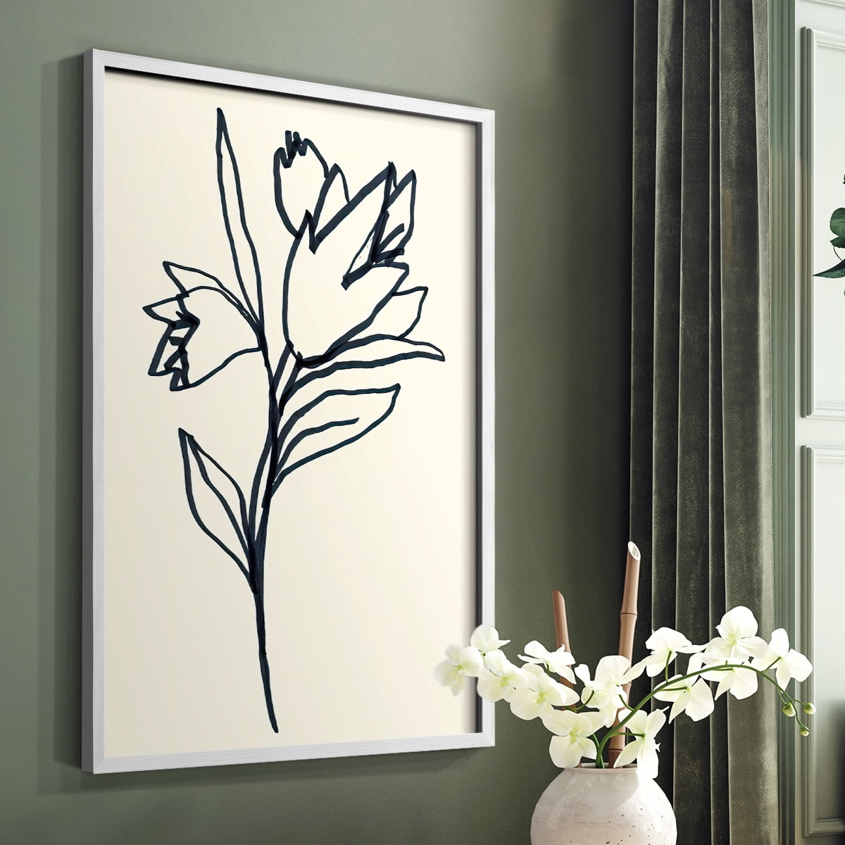 Floral Marker I in Paper Solid Wood 11 x 14 Framed Print