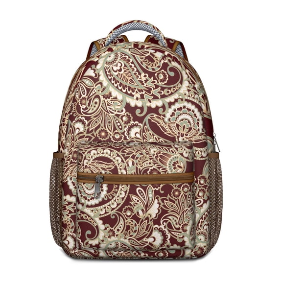Bohemian Waterproof School Backpack - Ethnic Floral Paisley Design & Spinal Support for College Students