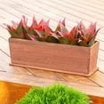 thumbnail image 2 of Leisure Season Newport Rectangular Tapered Wood Planter in Medium Brown, 2 of 5