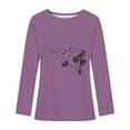thumbnail image 3 of Jinhomg Womens Dandelion Graphic Sweatshirt Casual Long Sleeve Solid Tees Fall Comfy Crew Neck Going Out Wear Tops Limited Time Deal Purple M, 3 of 4