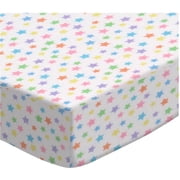 SheetWorld Fitted Sheet (Fits BabyBjorn Travel Crib Light) - Pastel Colorful Stars Woven