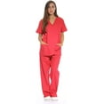 thumbnail image 1 of Conjuntos médicos para mujer, uniforme médico con seis bolsillos, cuello en V y pantalón cargo, 1 of 3