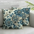 thumbnail image 3 of JRXY Chinoiserie Pillow Cover  Vintage Blue Flower Throw Pillow Covers Spring Summer Floral Outdoor Pillow Cases Cushion Covers for Couch Sofa Bedroom Chinoiserie Decor (Pack of 2) 18x18in, 3 of 5