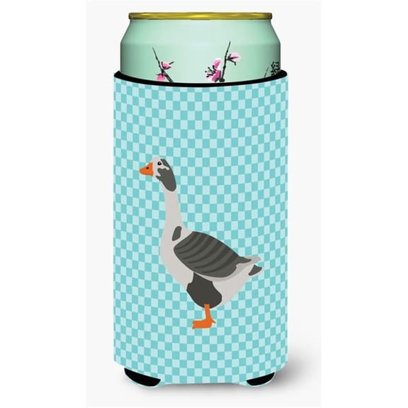 West of England Goose Blue Check Tall Boy Beverage Insulator Hugger