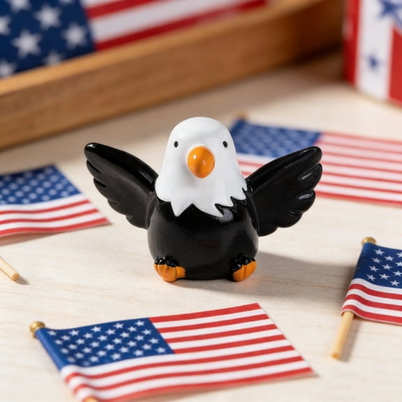 Moocorvic Mini Resin Bald Eagle,Patriotic Bald Eagle Bird Figurines,Bald Eagle Garden Statue, Ornaments for Independence Day Party Outdoor Lawn Garden,1.5x1Inch