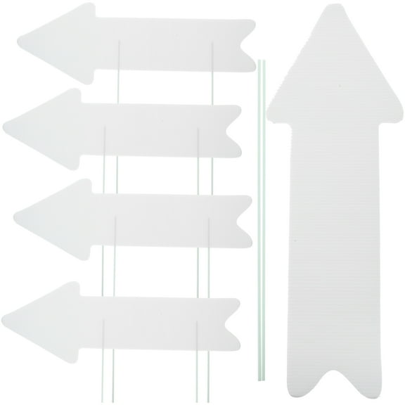 5Pcs Blank Yard Sign with Stake DIY Plastic Blank Sign Garden Yard Lawn Blank Sign Stake Decor