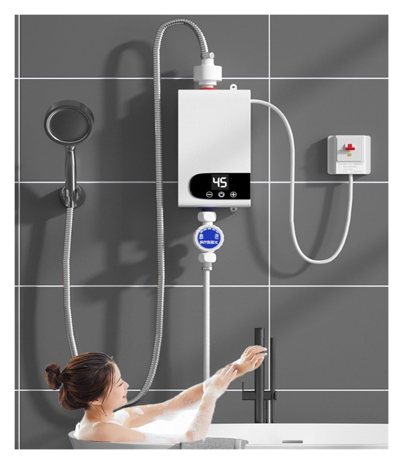 Instantaneous Faucet Tap Kitchen Hot Water Crane LED Digital 5500W Water Heater Instant Water Heater Tankless ,Safety Protections