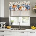 thumbnail image 4 of Fall Orange Blue Curtain Valances for Windows, Kitchen Valance Window Treatments Panel 2 Pack, Thanksgiving Floral Botanical Vintage Rod Pocket Short Curtains for Bathroom Bedroom 42 x 18 Inch, 4 of 8