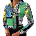 thumbnail image 1 of Blusa informal de manga larga con estampado de cuello en V profesional ajustada a la moda de verano para mujer Fridja fksj3027, 1 of 5