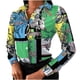 thumbnail image 2 of Pntutb Mujer Verano Moda Delgado Profesional Cuello en V Estampado Casual Manga completa tops Blusa Pntutb Pntutb-7523, 2 of 5