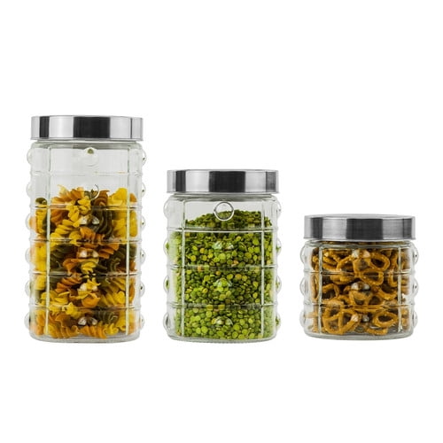 Imperial Home Glass 3 Piece Kitchen Canister Set Walmart Com Walmart Com