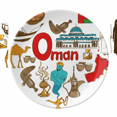 

Oman Love Heart Landscap National Flag Plate Decorative Porcelain Salver Tableware Dinner Dish