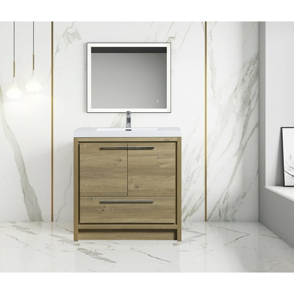 Alma Allier 36 inch Natual Oak Finish Vanity With White Sink