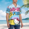 thumbnail image 4 of Lsque Sanrio Pattern Hawaiian Shirt for Men Unisex Summer Beach Casual Short Sleeve Cotton Linen Button Down Shirts-Medium, 4 of 6