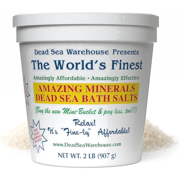 Dead Sea Warehouse – 100% Dead Sea Mineral Bath Salts – Great for Soothing Muscles Aches, Relaxation, Alleviate Skin Issues - Unscented - 2lbs