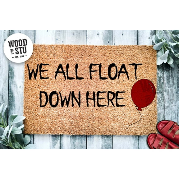 We All Float Down Here Penny Doormat | Funny Doormat | Welcome Mat | Halloween Decor | Movie Wise | Home Doormat | Halloween Mat | Clown