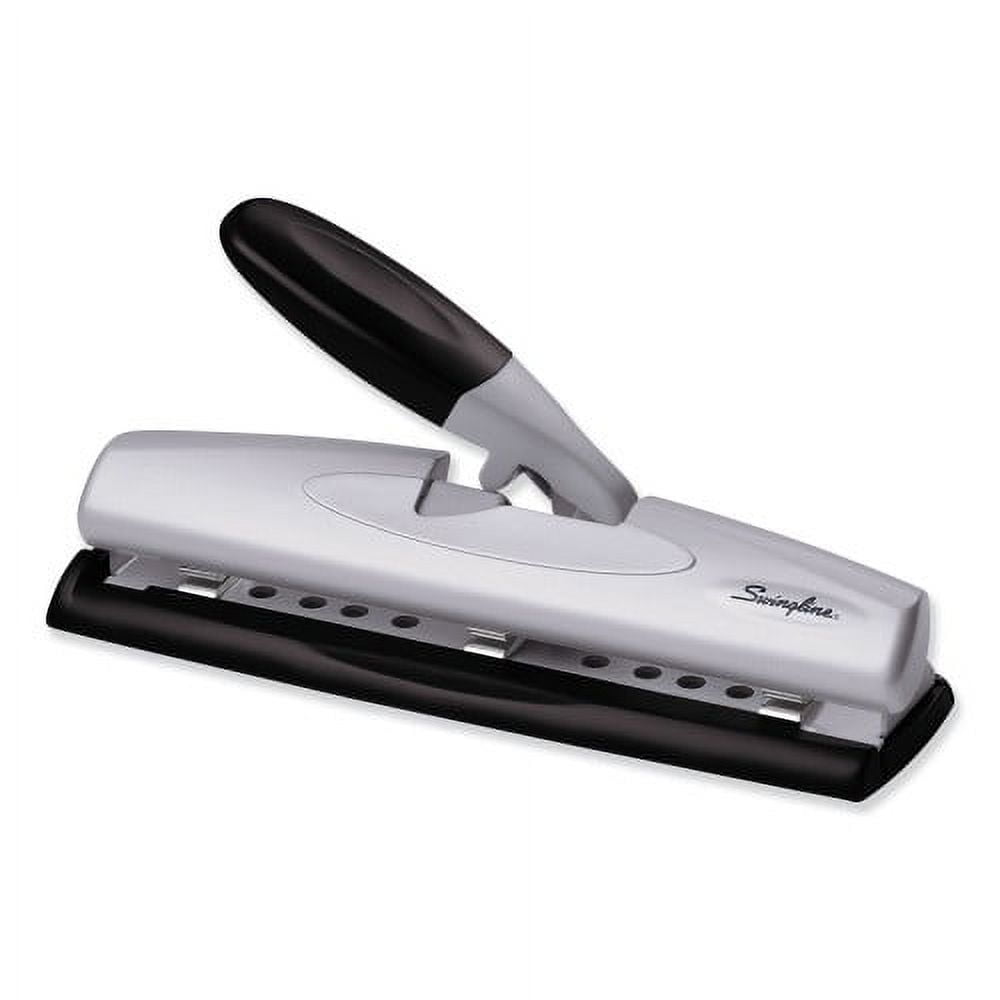 Swingline 12-Sheet LightTouch Desktop Two- to Three-Hole Punch, 9/32" Holes, Black/Silver, Each