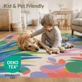 thumbnail image 4 of ODIKA 8'x10' Vibrant Coastal Hues Garden Vista Washable Area Rug Lush Foliage and Seascape Motif Design for Dining Room, Large Office, Lounge, Non-Slip Chair-Friendly Mat, 4 of 7